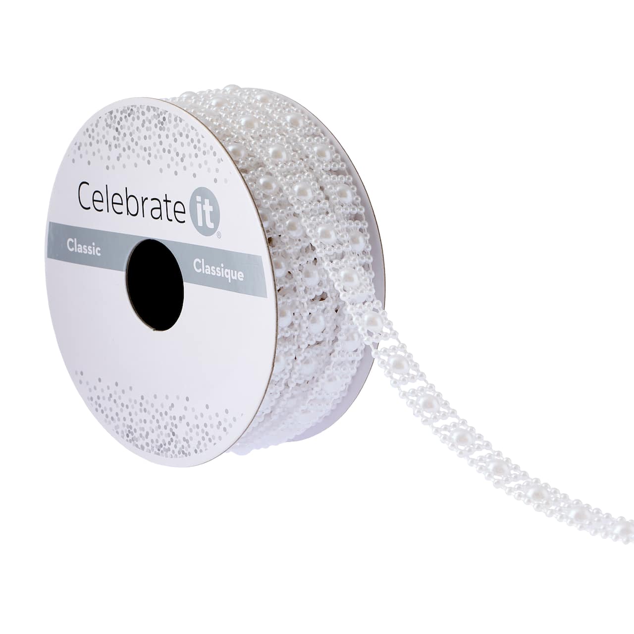 Ruban de perles blanches de 10 mm x 2,7 m Classique de Celebrate It